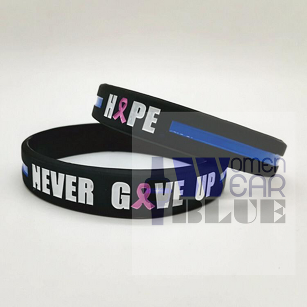 Never Give Up - Hope Breast Cancer Awareness Month Wristband