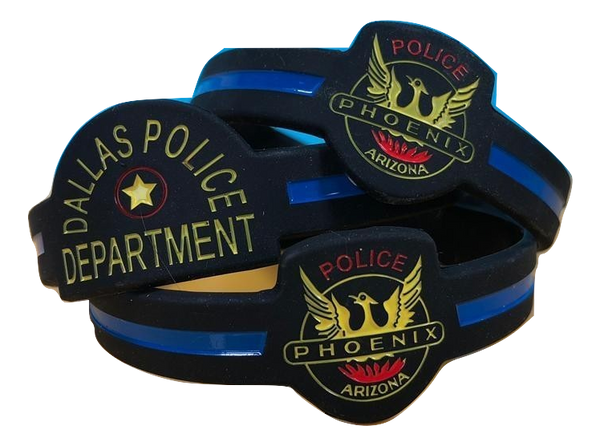 Bulk Department Inspired Thin Blue Line Wristbands