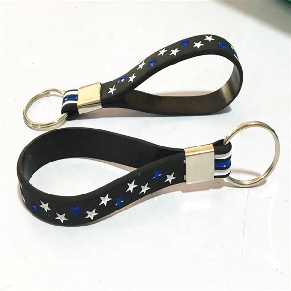 Thin Blue Line Flag Keychain