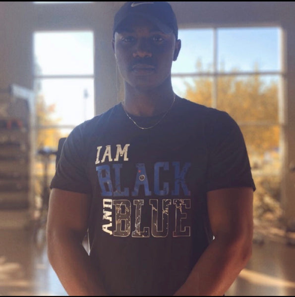 I AM BLACK AND BLUE TEE