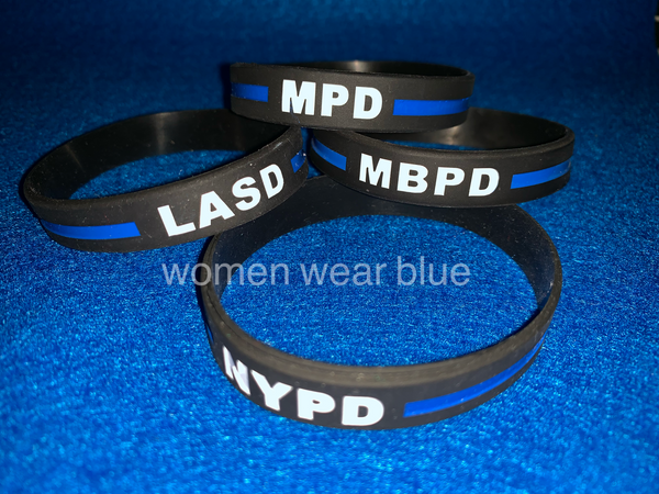 Bulk Department Thin Blue Line Wristbands (100 Custom Bands)