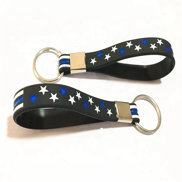 Thin Blue Line Flag Keychain