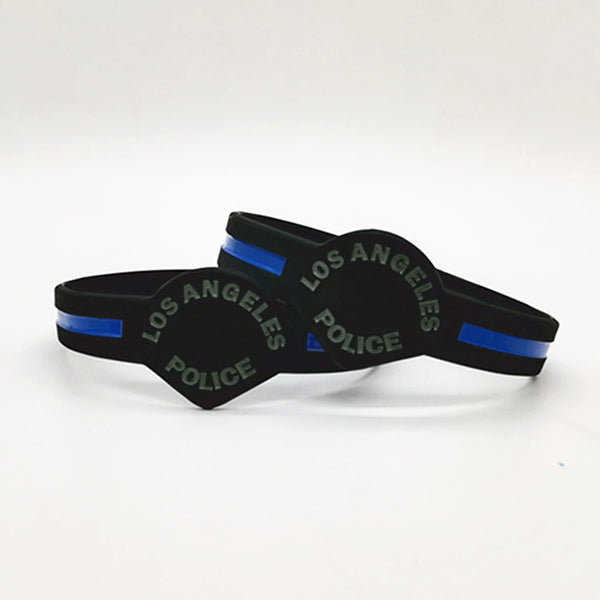 Bulk Department Inspired Thin Blue Line Wristbands