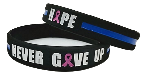 Never Give Up - Hope Breast Cancer Awareness Month Wristband