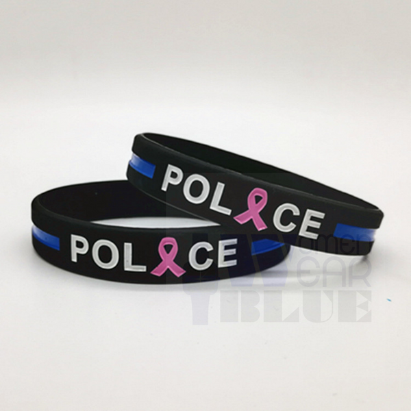 Breast Cancer Awareness Month Thin Blue Line Wristbands